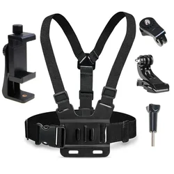 Universal Mobile Chest Strap Mount for Hands - Free Filming and Live Streaming (Black)