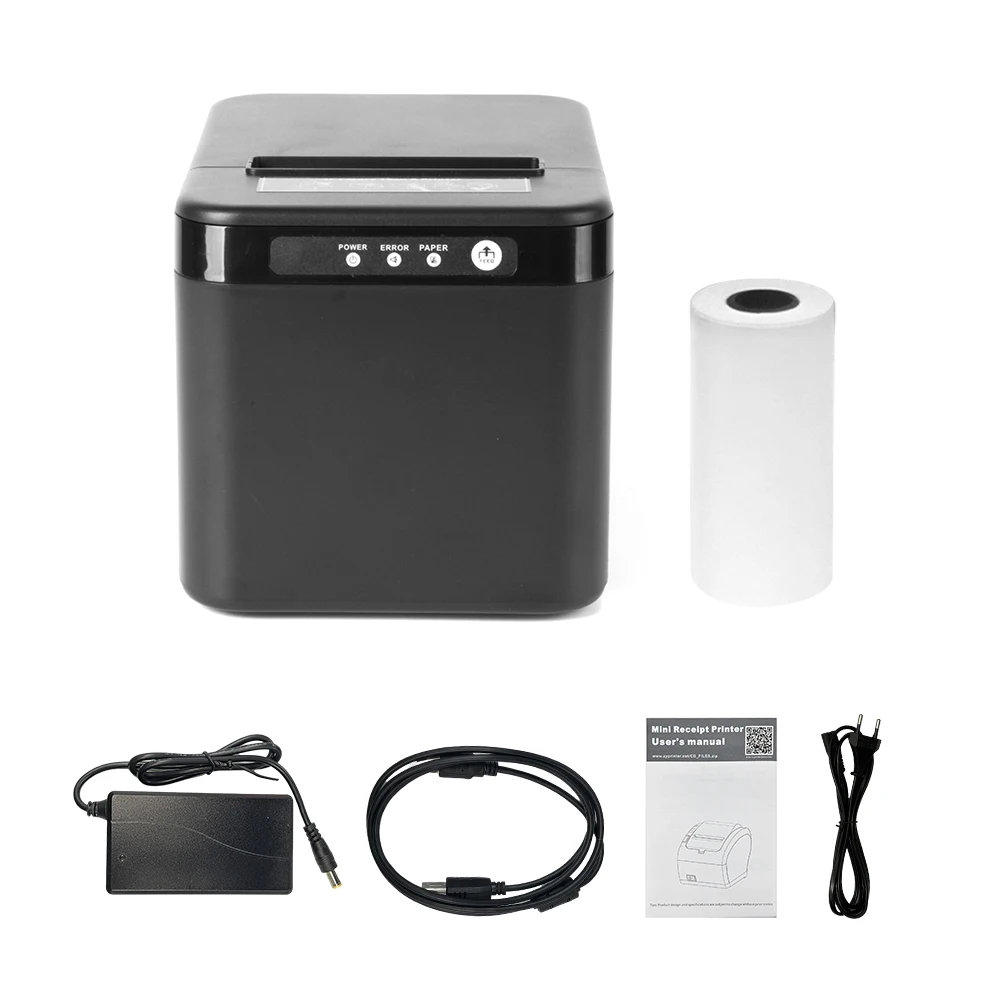 80mm Receipt Printer ESC/POS Thermal Printer Desktop Direct Print USB+LAN Connection High Efficiency with Auto Cutter Large Pape