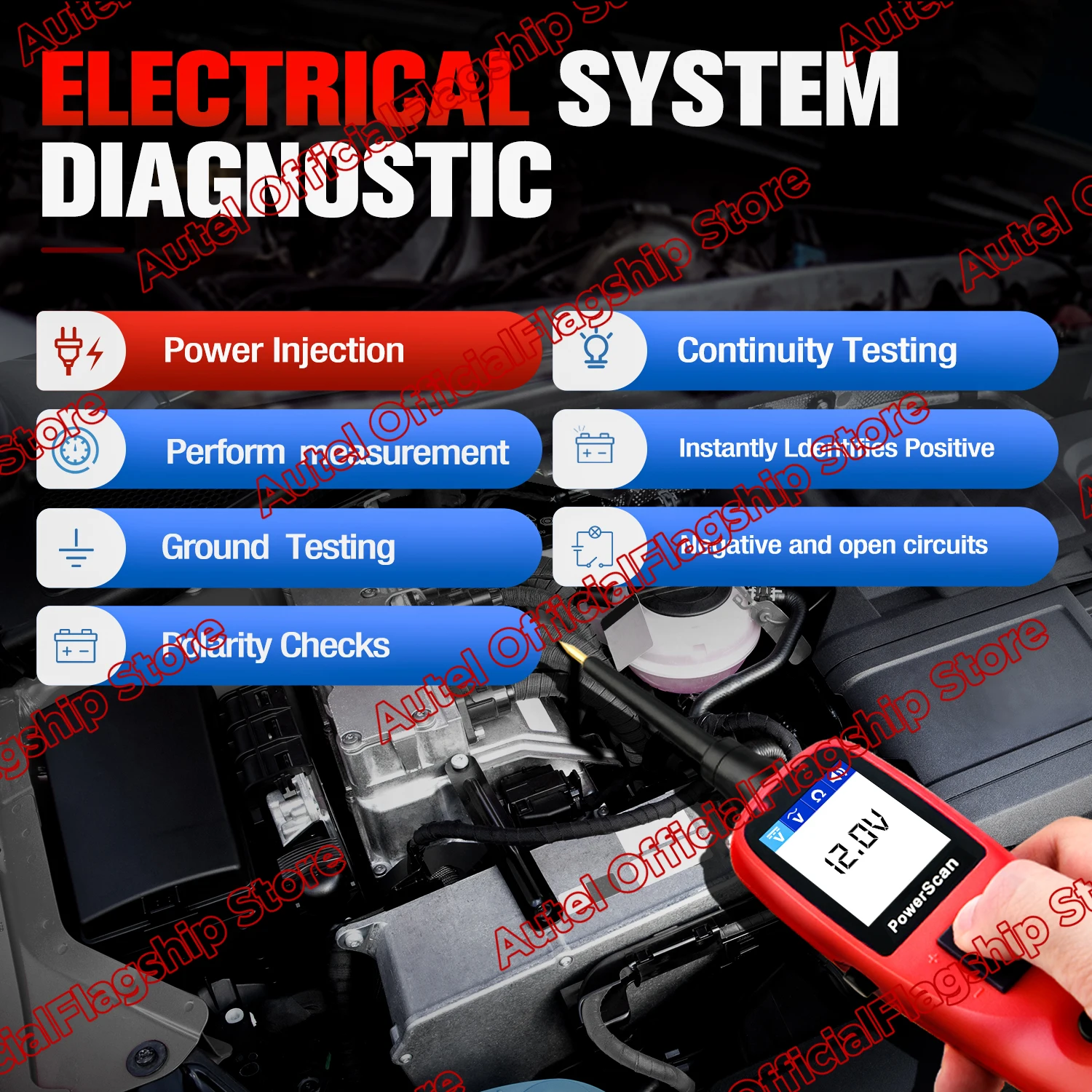 Circuit Tester Circuit Detector Probe Pen Tester Auto Diagnostic Scanner Autel PowerScan PS100 Auto Electrical Circuit AVOmeter Tester