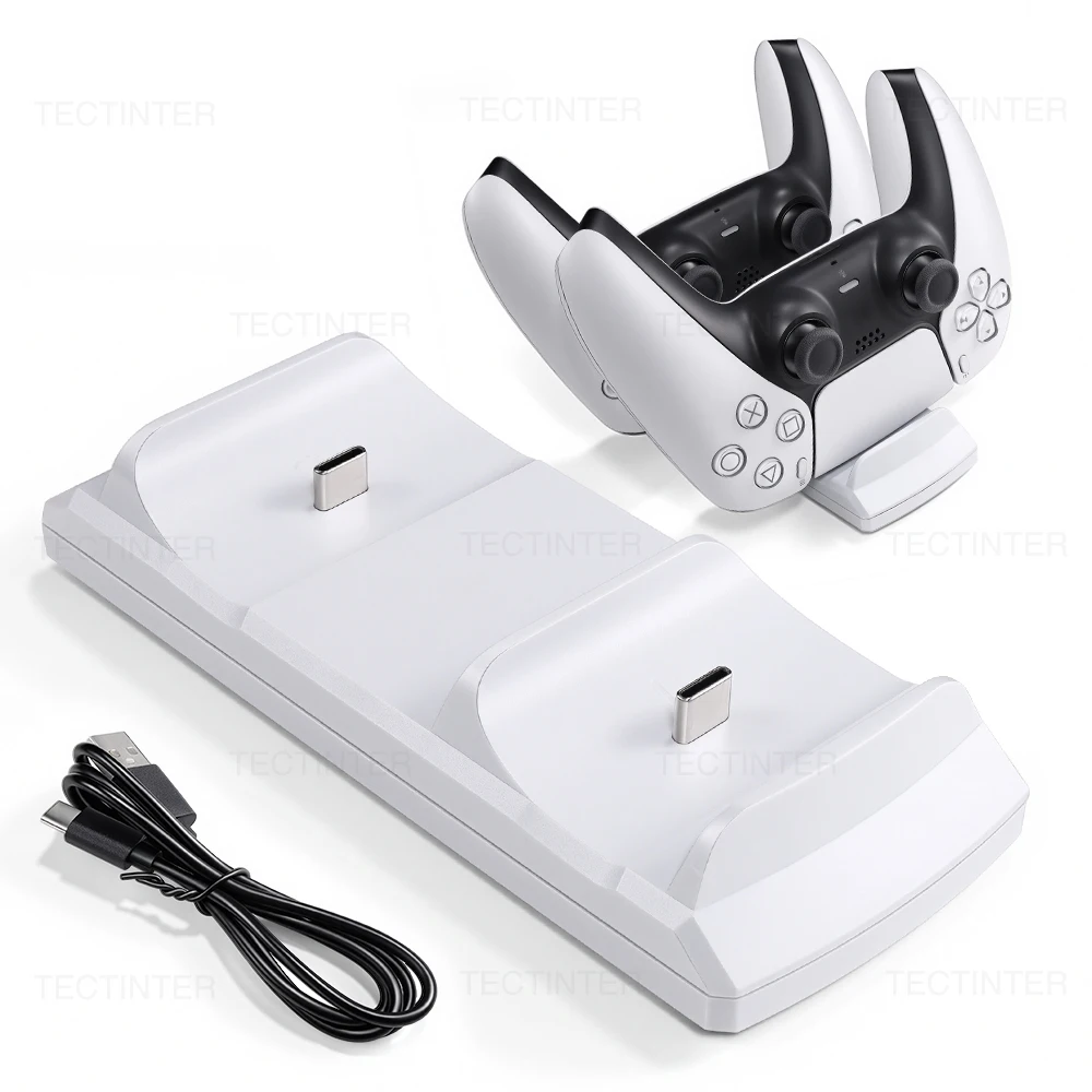 Ladestation für PS5 Wireless Controller mit Dual Type-C Schnellladestation für Playstation 5 Gamepad Spielzubehör.