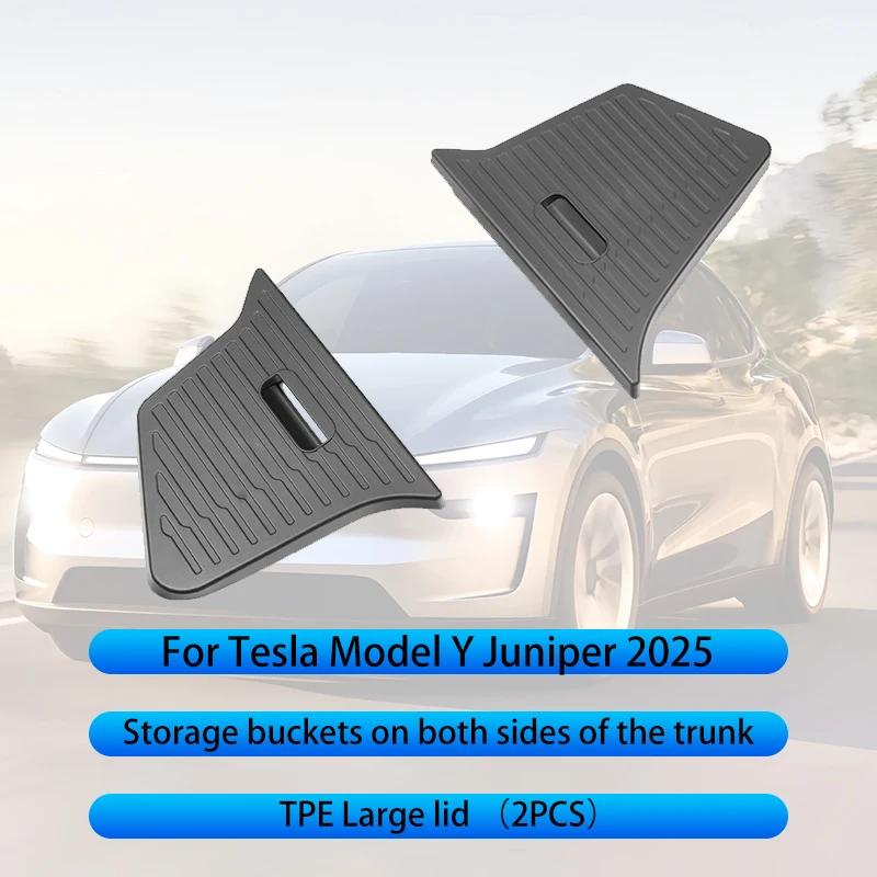 Caja De Almacenamiento Para Tesla Model Y Juniper 2025+ | Organizador Lateral De Maletero | Material TPE Impermeable | Ajustable Y Discreto