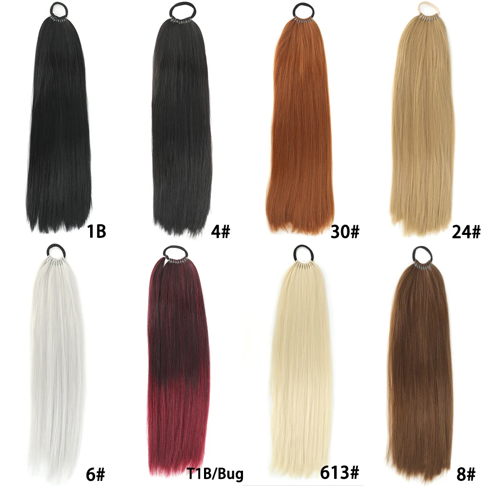 LUPU Synthetic Ponytail Hair Extensions Long Straight False Horse Tails With Rubber Band Fake Hairpiece For White Black Woman