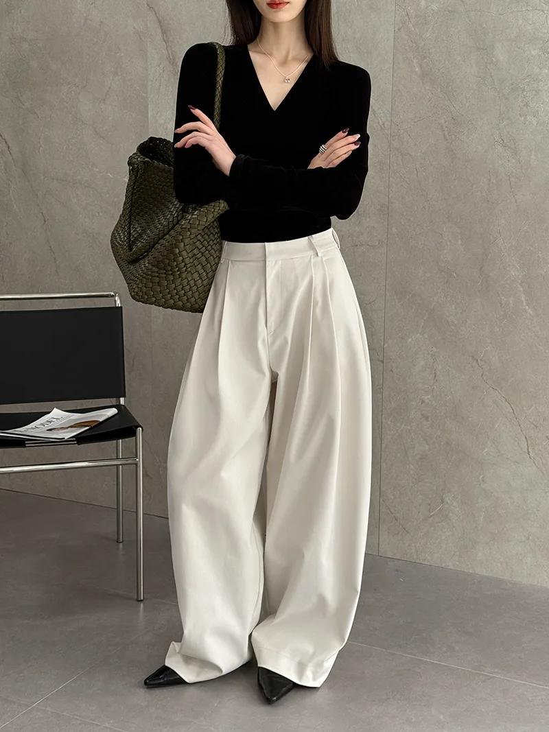 2026 Women Spring Wide Leg Causal Long Pants Comfortable High Waist Stright Pants Female Women Clothes Trousers