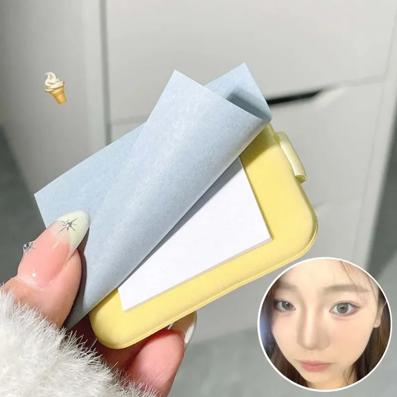 Face Oil Absorbing Paper 100Pcs/box Face Oil Blotting Paper Portable Makeup Puff Matting Wipes
