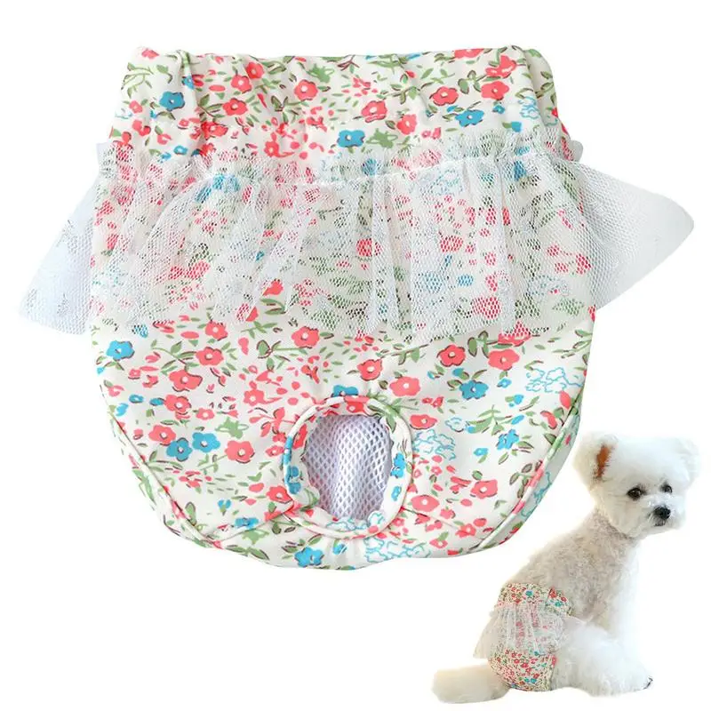 

Pet Briefs Washable Dog Shorts Panties Menstruation Underwear Briefs Floral Design Reusable Physiological Pant Diaper Sanitary