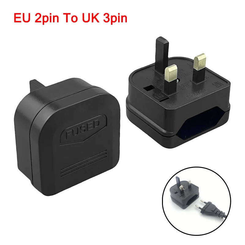 EU 2pin To UK 3pin Plug Adapter With 3A/5A/13A Fuse UK British Electrical Travel Adapter Converter Socket AC Power Cord Outlet