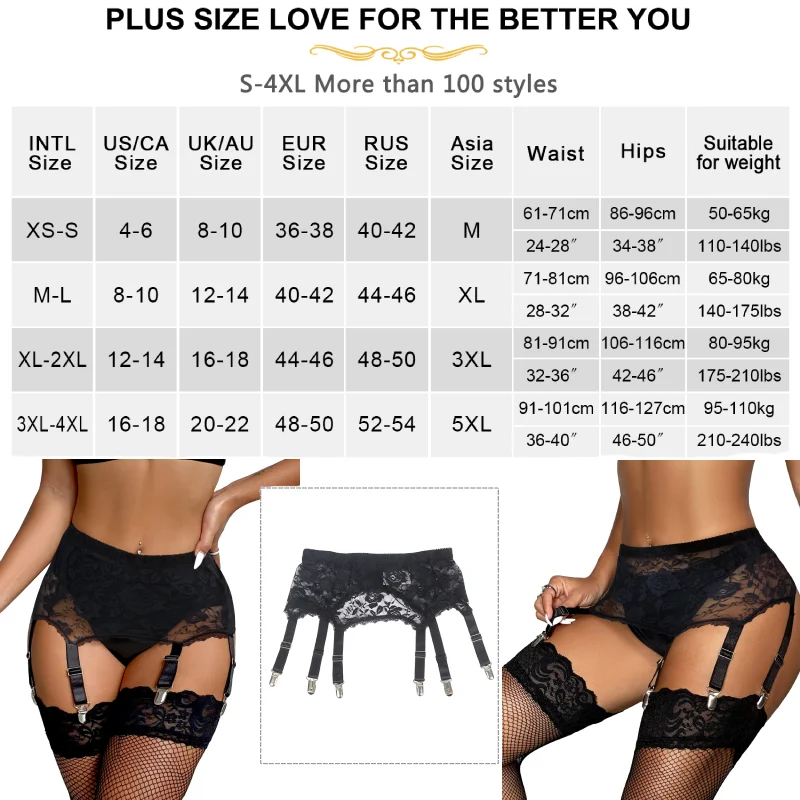 Garter Belt Transparent Curve High Waist Suspender Belt Panty Soft Lace