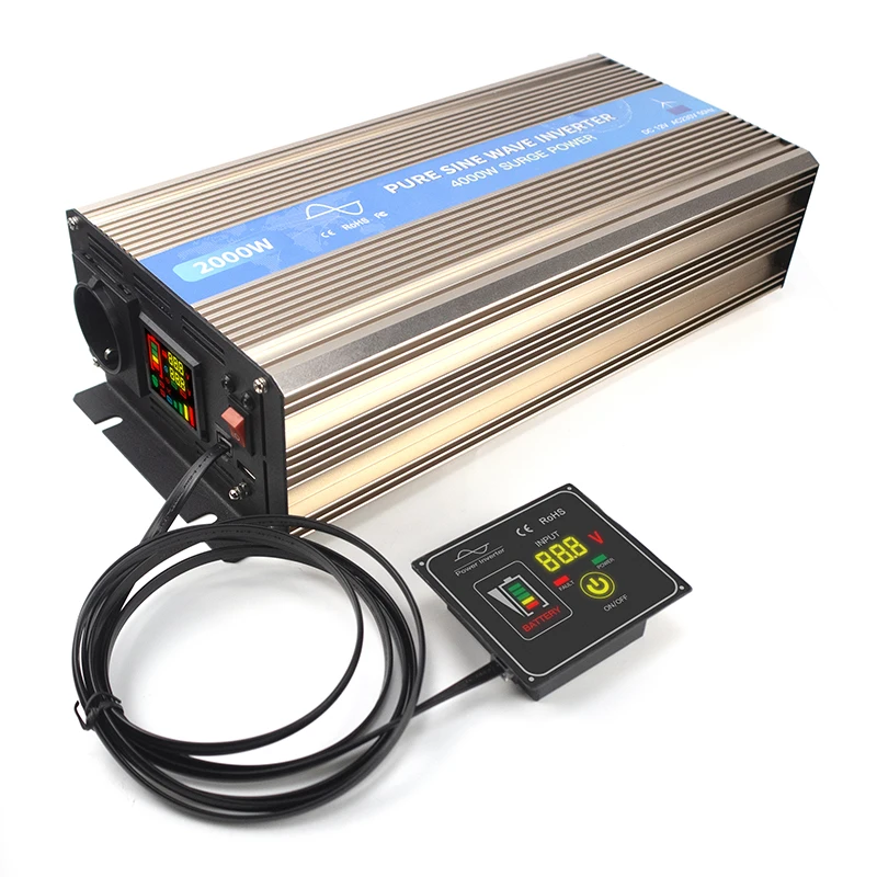 

2000W 1000W Grid Off Inverter DC 12V 24V to AC 110V 220V Pure Sine Off Grid Converter With LCD Display for Application Home