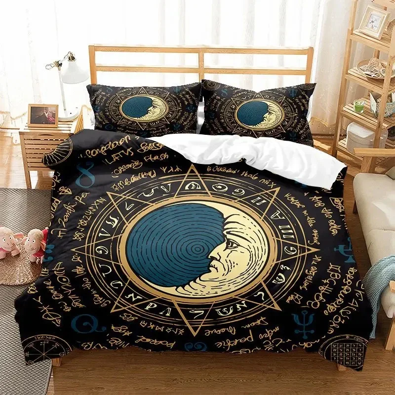 Sun And Moon Bedding Set King/Queen Size Twelve Constellations Zodiac Comforter Cover Adults Astrology Polyester Duvet Cover