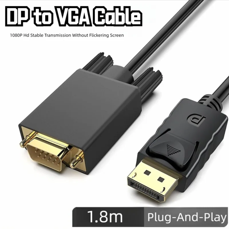 DisplayPort to VGA Cable Adapter Conversion HD Video Cable For TV Monitor Laptop Computer Projector 1080P