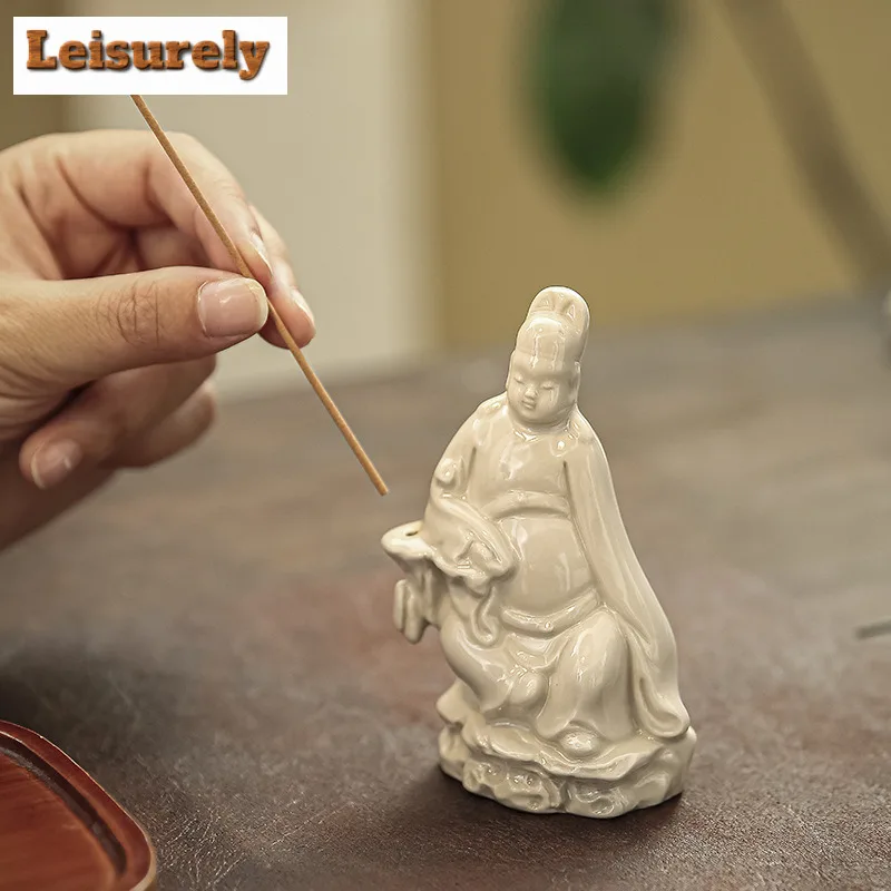 Chinese Style Ceramic Wenchang Emperor Tea Pet Japanese Exquisite Miniatures Tea Figurine Play Toys Tea Statue Ornaments Craft
