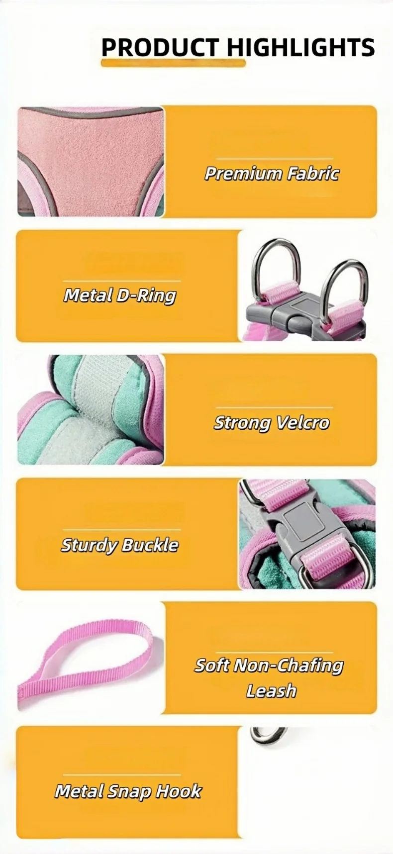 Cute Vest Cat Harness Leash Set Escape Proof Adjustable Reflective Buckle For Kitten_voghion.com
