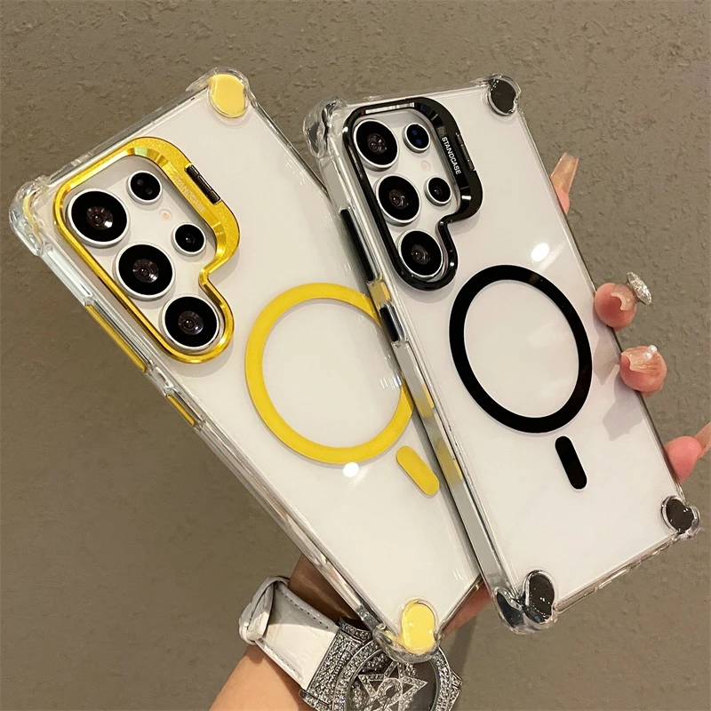 Clear Camera Lens Stand Phone Case with Magnetic Feature