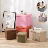 Foldable Storage Stool Box Fabric Multifunctional Storage Stool Boxes Home Organization Sundries Organizer Box With Padded Seat 1