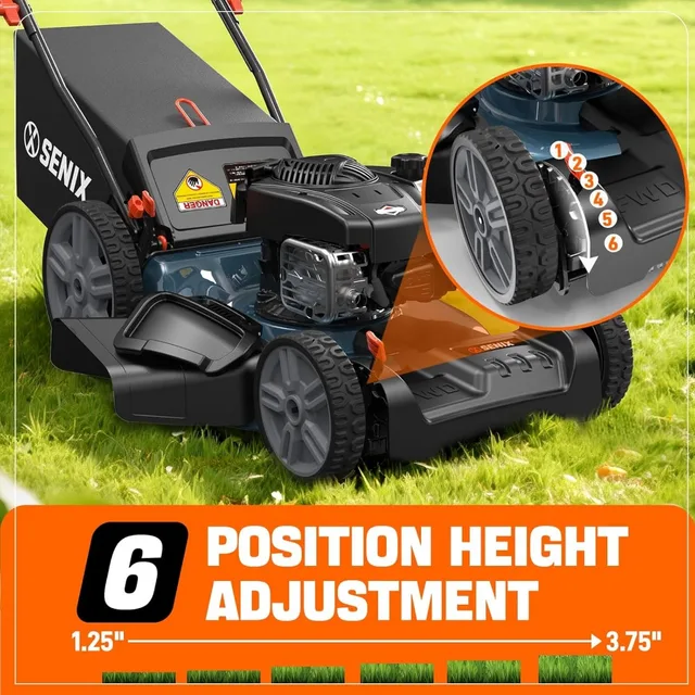 21'' Self Propelled Gas Lawn Mower - Front Wheel Drive, 140 cc 4-Cycle Briggs & Stratton Engine, 3-in-1 Bagging, Mulching, and 5