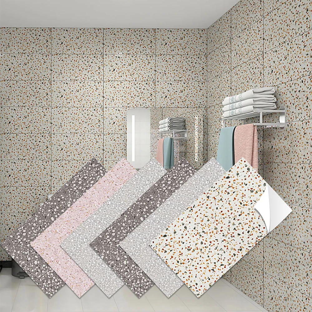 

Tile Stickers Glitter Wallpaper Toilet Kitchen Waterproof Fire and Oil Proof PVC Material Self Adhesive 4 Models Wear Resistant