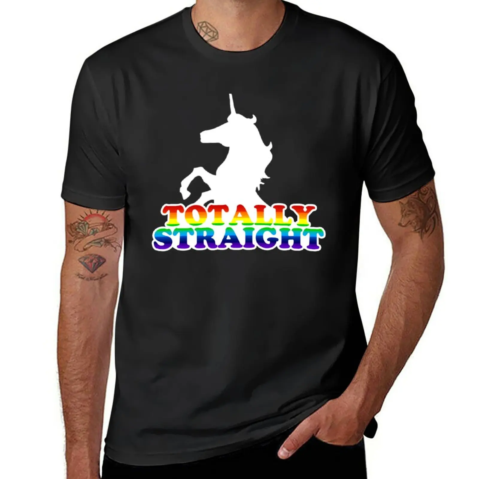 

New Totally Straight Unicorn T-Shirt black t shirts heavyweight t shirts vintage t shirt Short t-shirt clothes for men