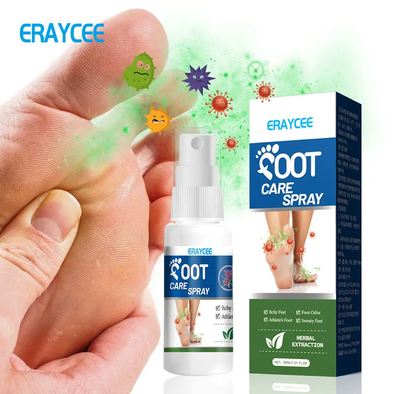 

ERAYCEE Plant Foot Deodorant Spray Foot Itch Odor Removal Moisturizing Care Spray