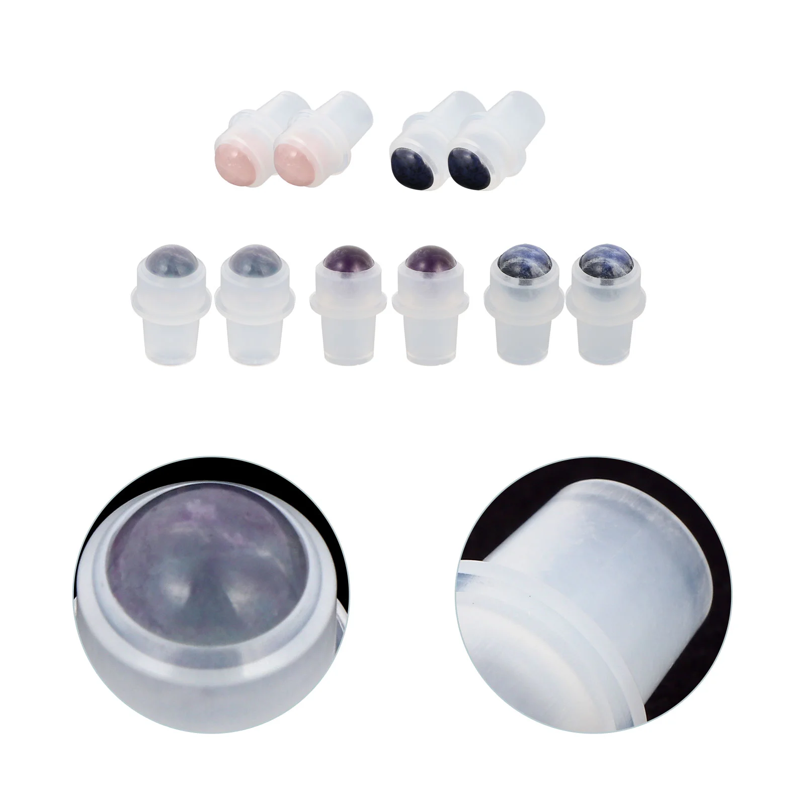 

Milisten Oils Dispenser Roller 10Pcs Roller Balls Replacement Natural Gemstone Roller Balls Fitments Roll Bottles Glass