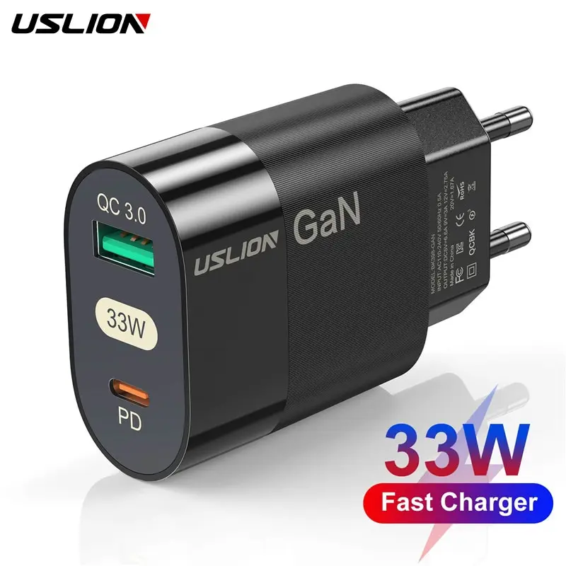 USLION GaN PD USB C 충전기, 아이폰 14, 13, 12 프로 맥스, 휴..