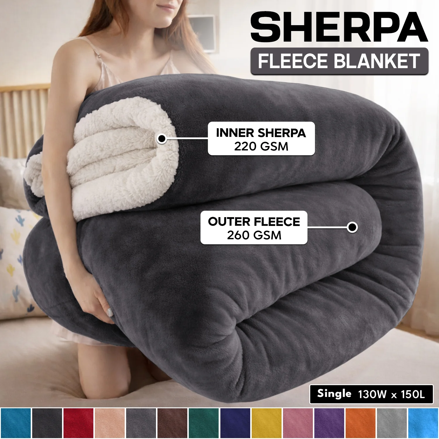 1pc Luxurious Double-Sided Sherpa Throw Blanket – Soft, Warm & Cozy Contemporary Blanket, Machine Washable, Perfect for Couch, B