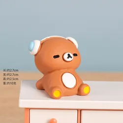 Charming Rilakkuma Resin Ornament - Creative Desktop & Car Decoration, Adorable DIY Home Decor Gift (Earphone Bear)