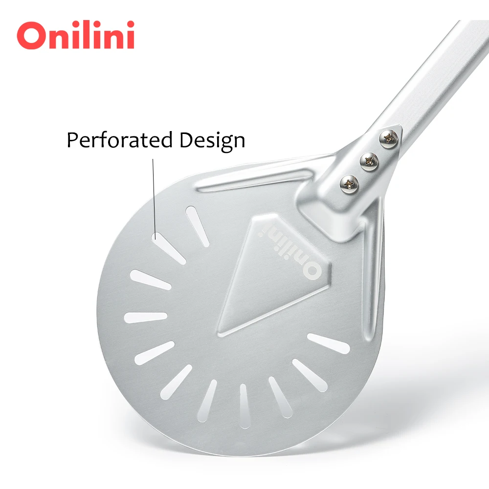 Onilini 7/8/9 inch Pizza Turning Peel Anodized Pizza Peel Almuinum Alloy Handle Perforated Shovel
