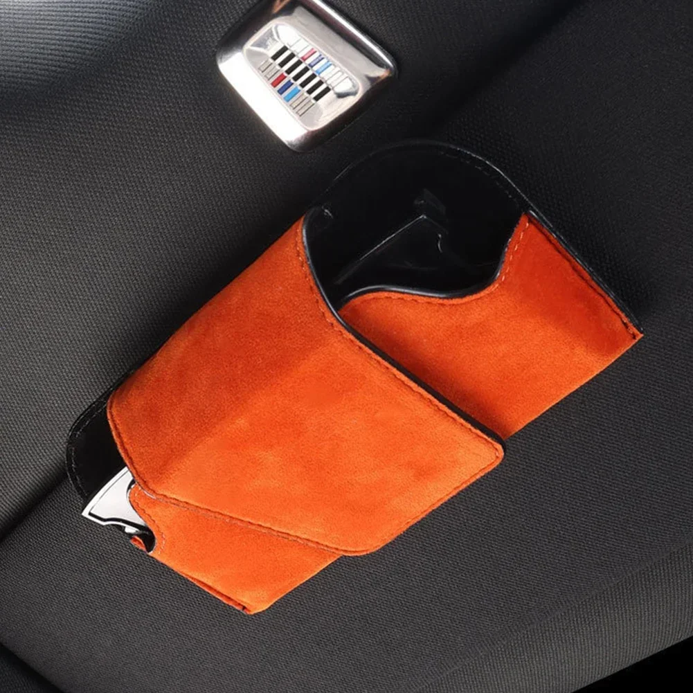 Deluxe Suede Car Glasses Holder - Sun Visor Clip & Storage Accessory