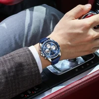 POEDAGAR Original mode hommes horloge lumineux étanche chronographe Date homme montre-bracelet en cuir Quartz Sport hommes montres Reloj 5