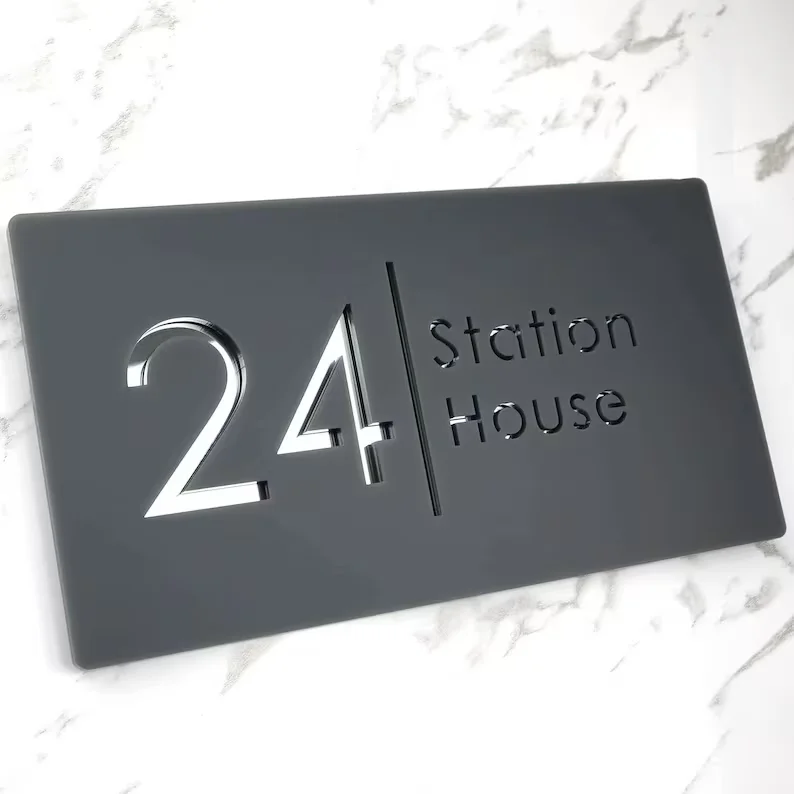 Placa de número de casa Exterior 3D personalizada, placa de corte acrílica, placa de número de calle residencial para exteriores, regalo de letrero de puerta