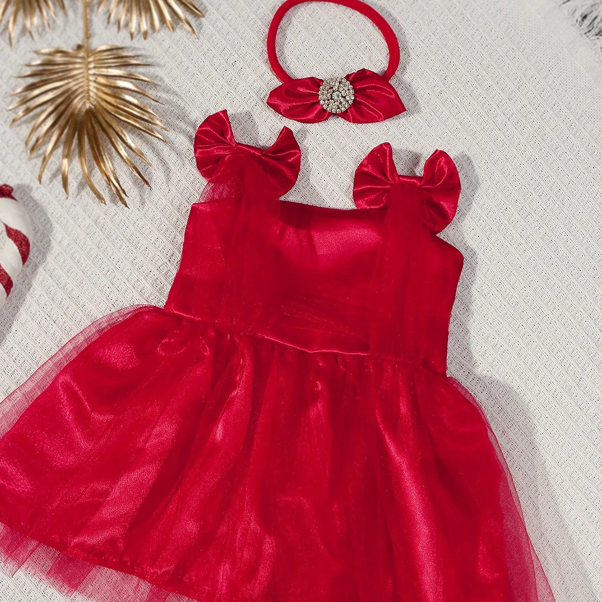 Newborn Photoshoot Outfit Baby Girl Red Big Bow Mesh Dress with Infant  Props | eBay