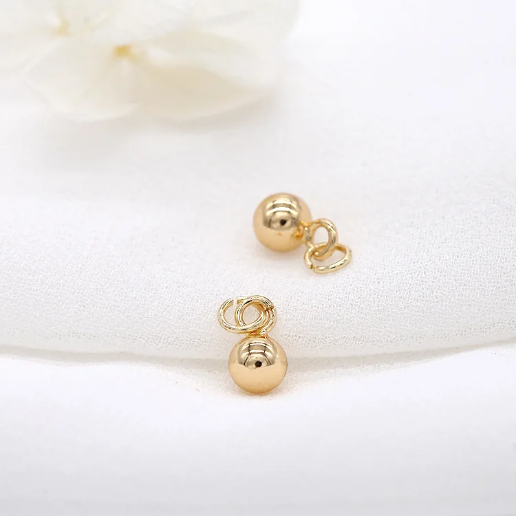 5MM 6MM 14K 샴페인 골드 컬러 도금 황동 볼 참 펜던트, 고품질 Diy 쥬얼리 액세서리