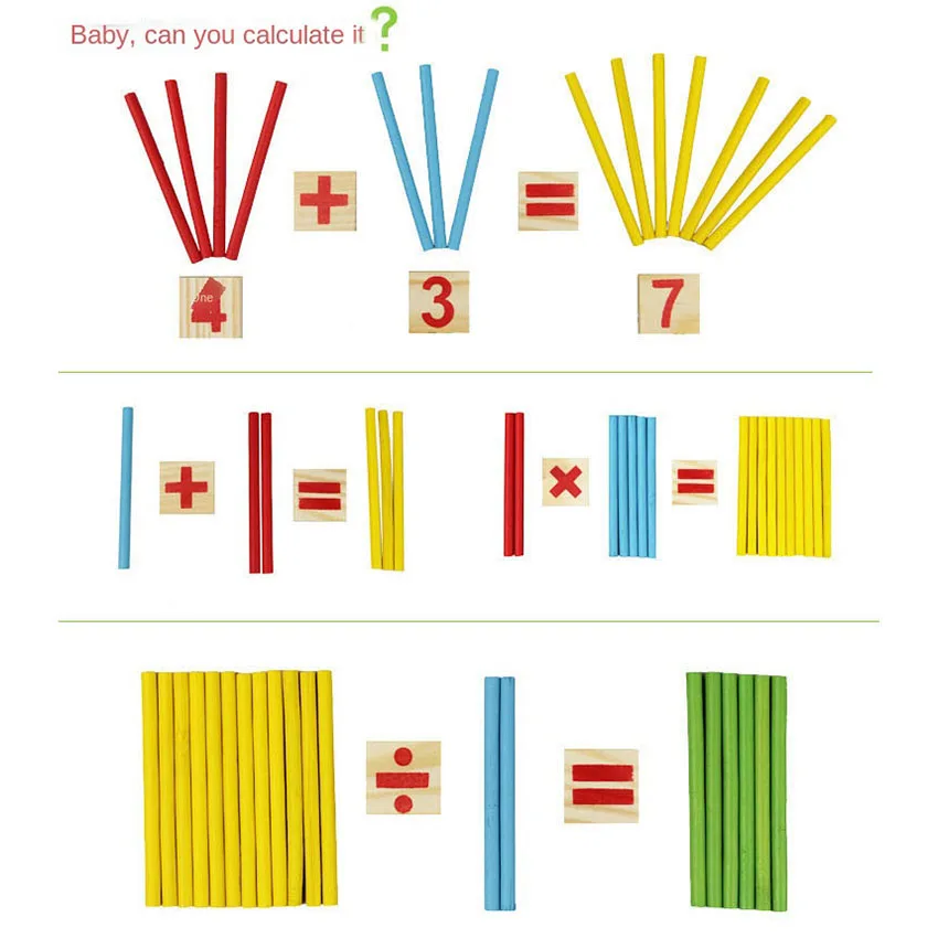 Kids Wooden Math Toys for Children Montessori Educational Learning Number Counting Sticks Kindergarten Mathematics Teaching Aids 6