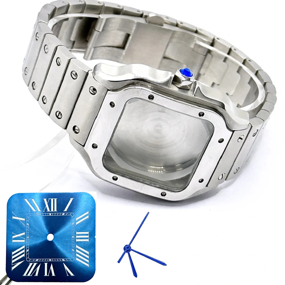 Golden Stainless Steel Waterproof Watch Case and Strap for 38MM Square Men's Watch