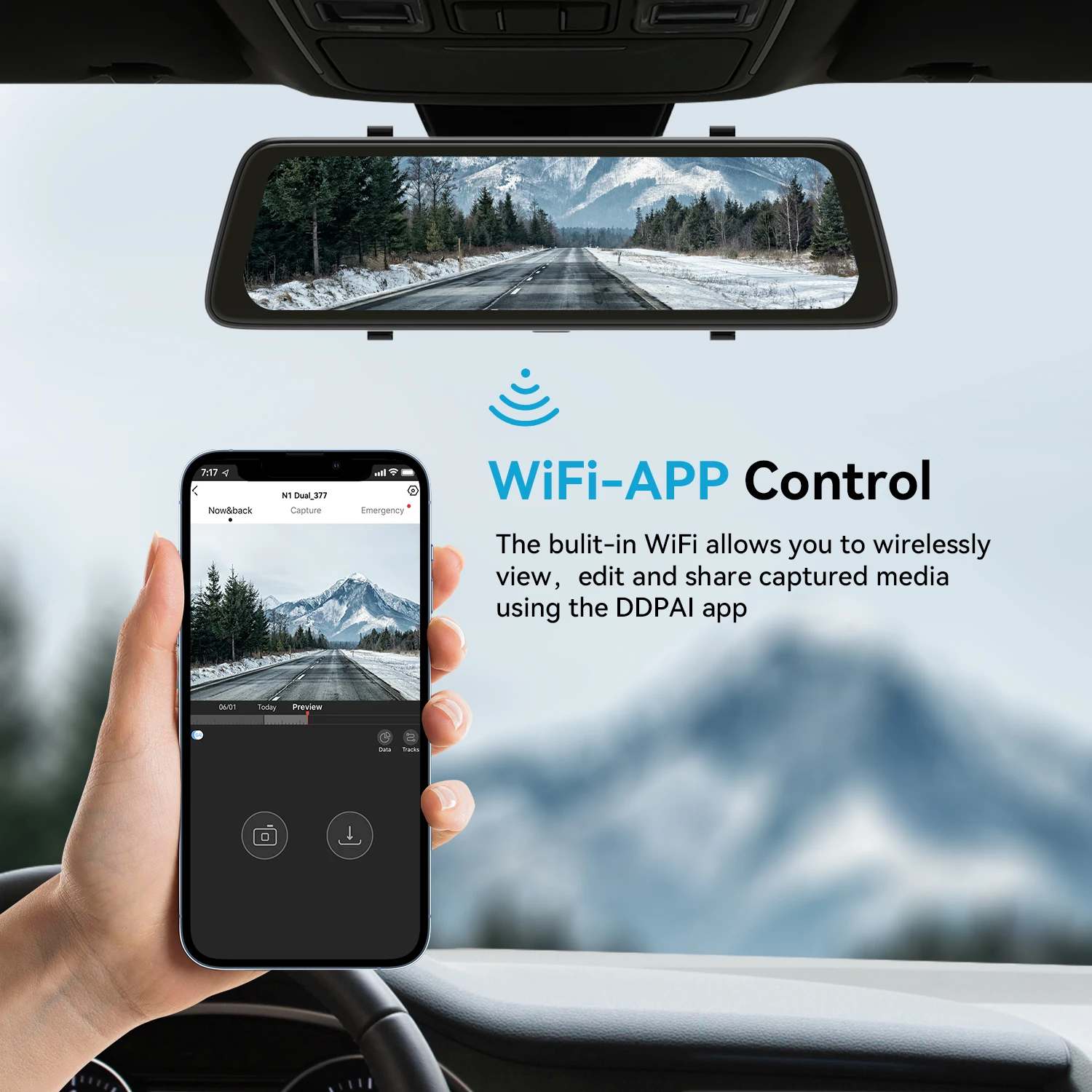 DDPAI Mola E3 بوصة كاميرا الرؤية الخلفية مرآة داشكام 2K