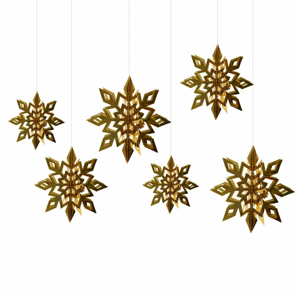 

Christmas Decoration 2023 Ornaments Home Supplies 6pcs 3D Snowflake Charm Ceiling Christmas Tree Gift Pendants New Year Seasonal