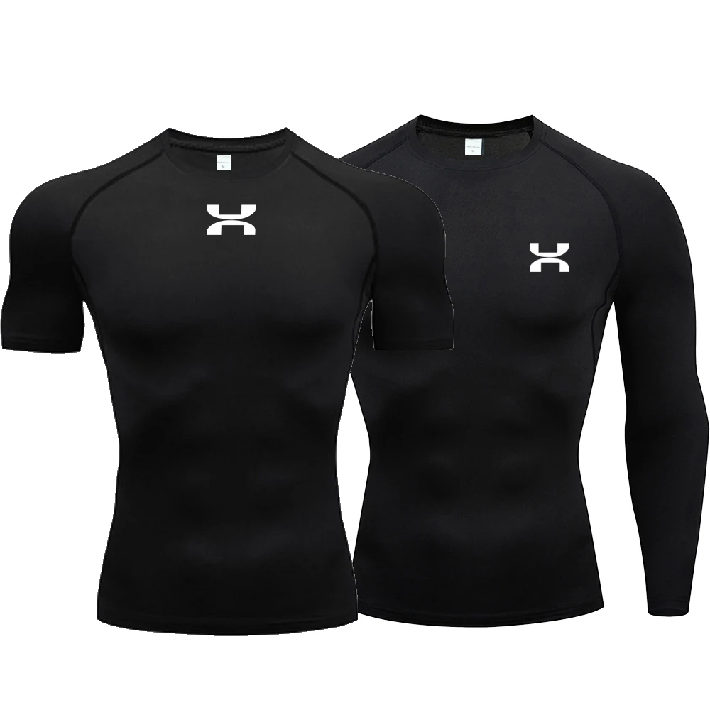 

2024 Sports Top Quick Dry Men's Compression Shirt Long Sleeve Second Skin Gym Workout Short Fitness Running T-Shirt Men Wear