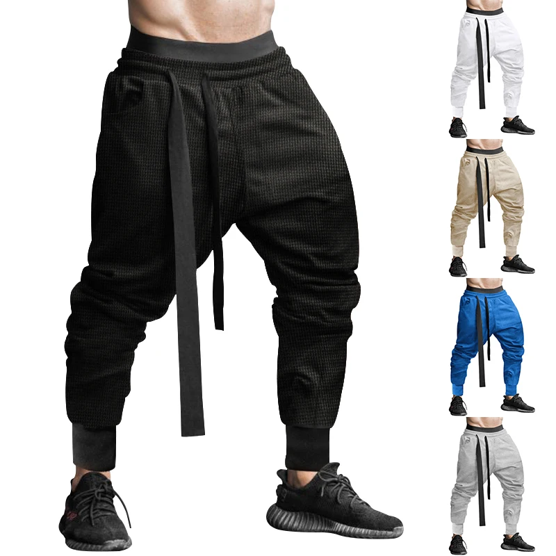 

New Autumn Men's Casual Sports Pants Hip Hop Solid Color Youth Loose Wide-leg Corset Pants Fashion Men's Wear
