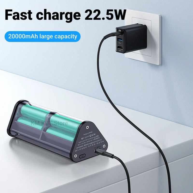 Transparent 22.5W DIY Fast Charging Battery Case - 20000mAh Capacity