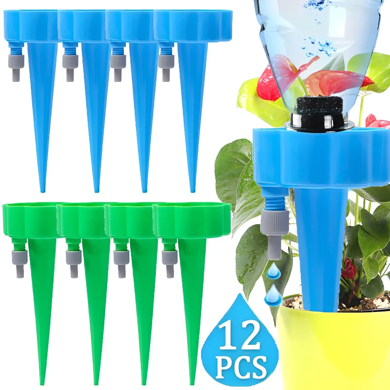 

1/12Pcs Adjustable Auto Water Dripper Device Automatic Drip Irrigation System Self Watering Spike for Flower Plants Greenhouse