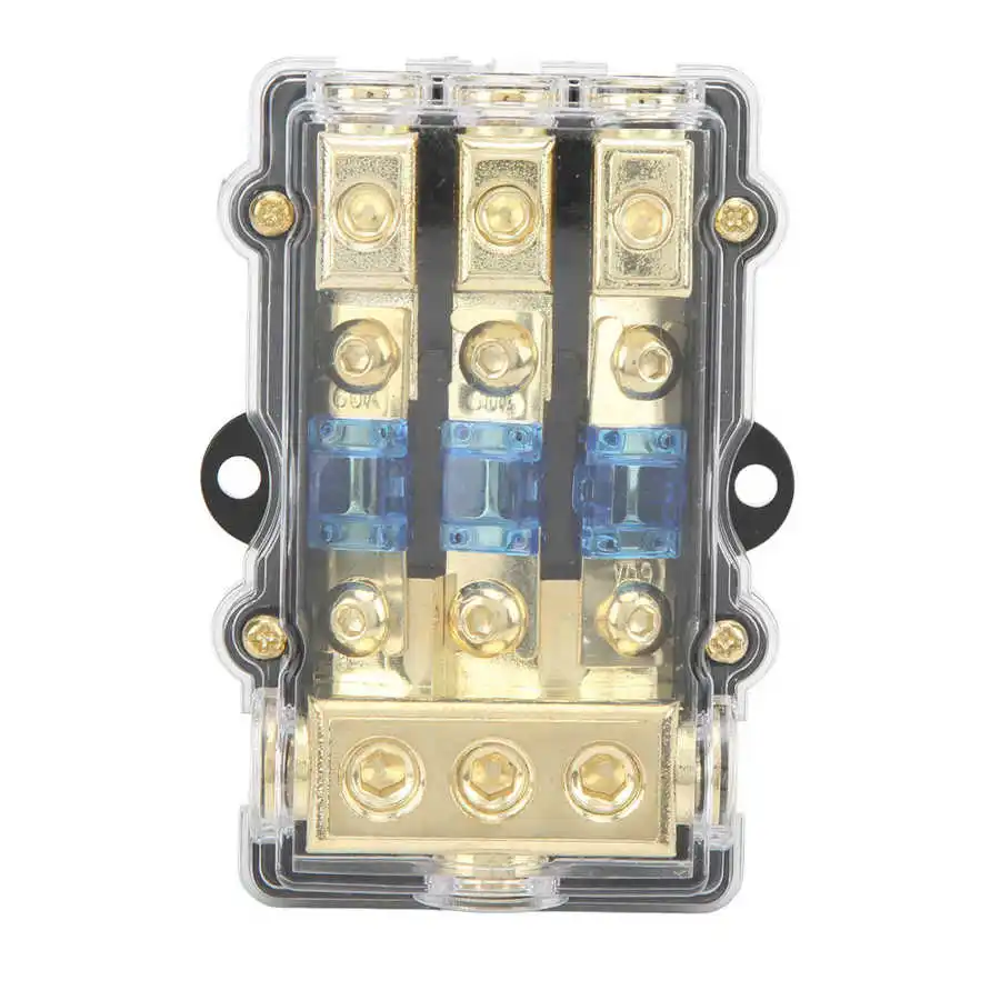 Universal 3 Way Car Audio Fuse Block Box Safe 60A Stereo Fuse Holder