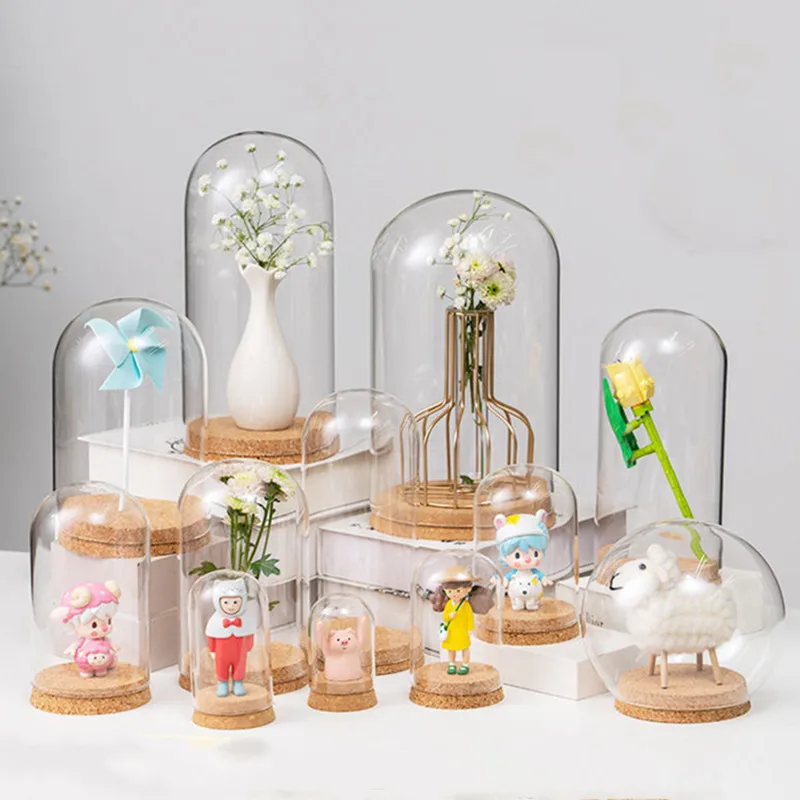 12*26cm Big Size Glass Dome Vase Home Decoration Cork Base Transparent Cover DIY Friend Birthday Favor Gift Wedding Live Prop 5