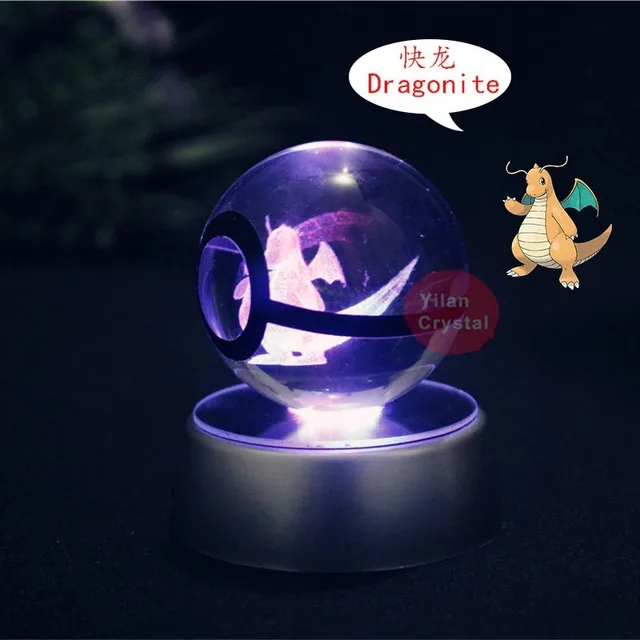 Anime Pokemon Go Ball K9 Crysal Poke Ball Pokeball with Crysal LED Light Base Toys for Kids Children Christmas Gifts Mew Mewtwo 4