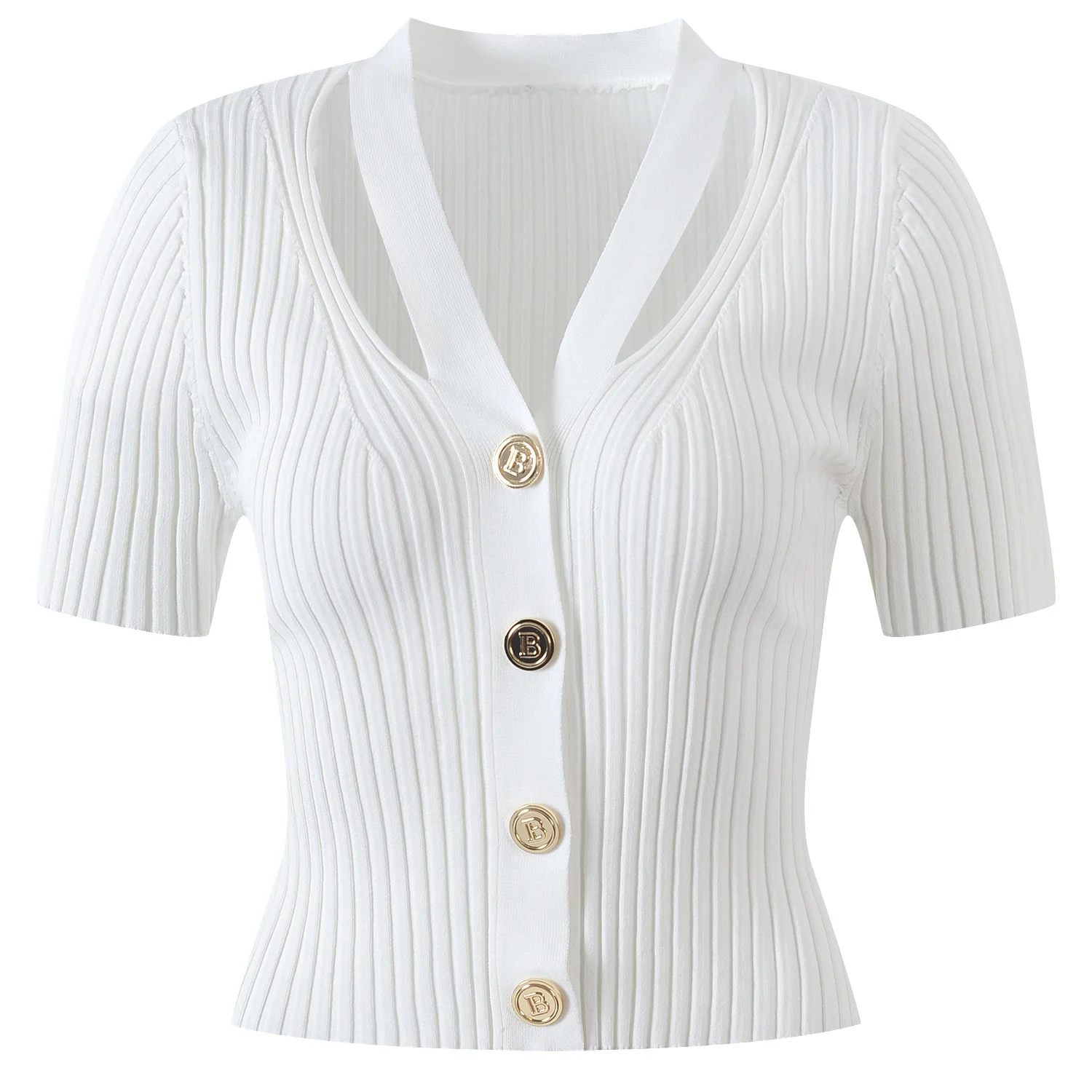 

2022 Summer Women Short Sleeve T-Shirt Knitted Hollow Out High Street Letter Part Wear Blouse Party Slim Top Waist Back