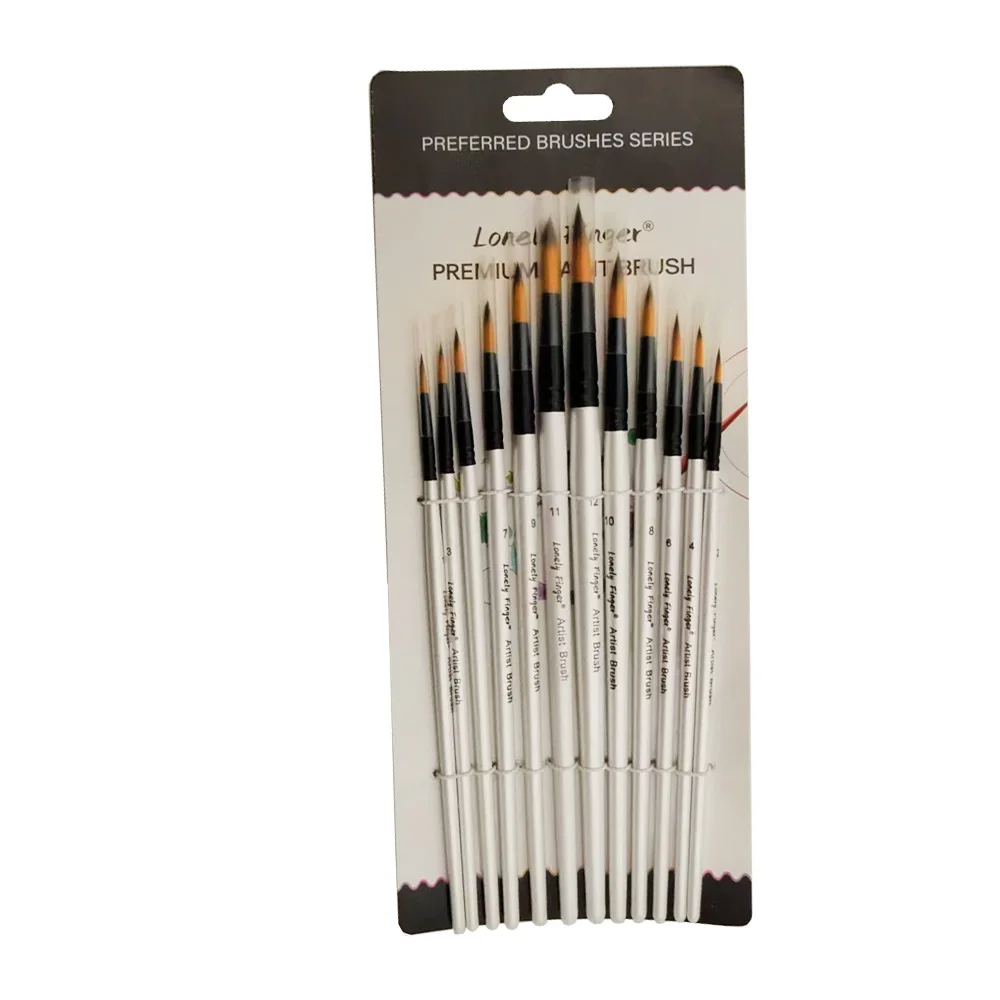 Lot De 6 Pinceaux Filbert En Poils De Belette - Manche Long, Tailles #2 à #12 - Pour Peinture à L'huile, Acrylique, Aquarelle Et Gouache