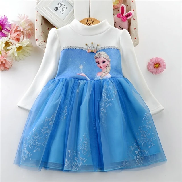 Vestido De Princesa Elsa Frozen, Vestido De Verão Para Crianças - Vestidos  Casuais Para Meninas - AliExpress