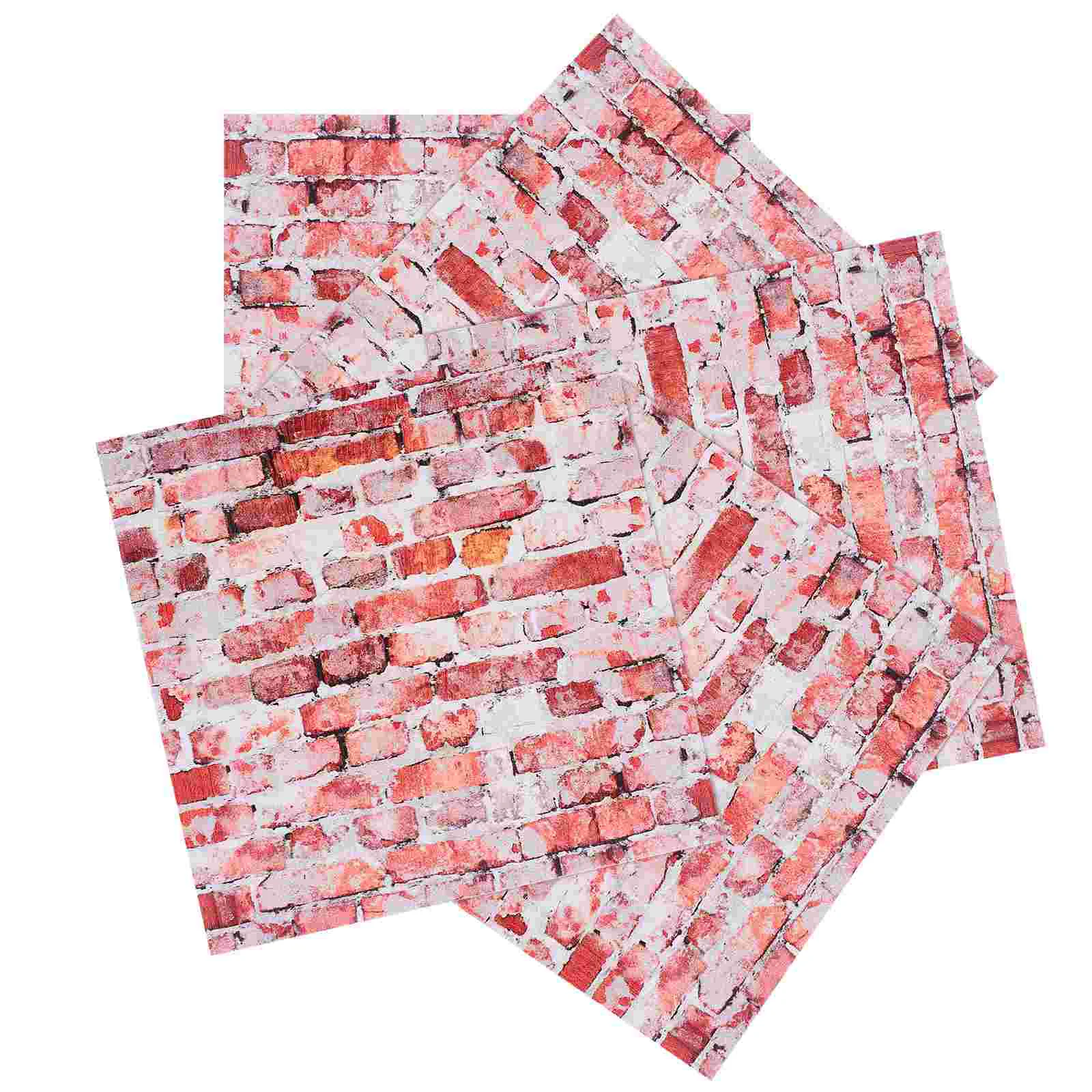 5 Pcs House Tile Wall Sticker Mini Paper Peel and Miniature Accessories Wallpaper Stickers Decor