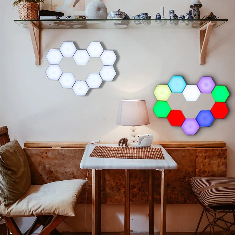 

Creative LED Quantum Lamp Hexagon Touch Induction Night Lights Bedroom Decoration Wall Lamps Magnetic Module Honeycomb Light