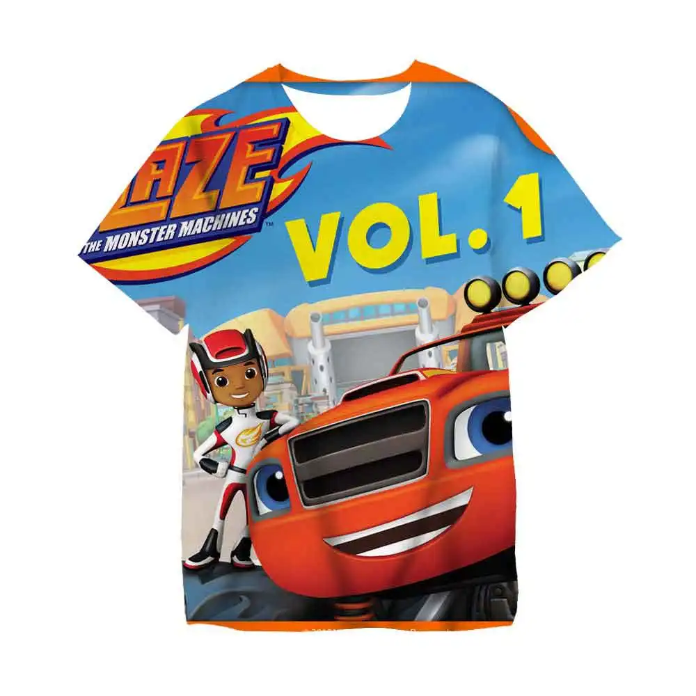 vintage shirts Blaze And The Monster Machines Kids T-Shirts Cartoon Anime Video Game children's  Casual Clothing Summer Unisex Baby Cool Tops vlone shirt