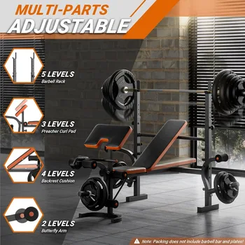 Weight Bench Press Set wWeight Bench for Home Gym Adjustable Workout Pad Full Body Flat Incline Bench Weight Lifting 2